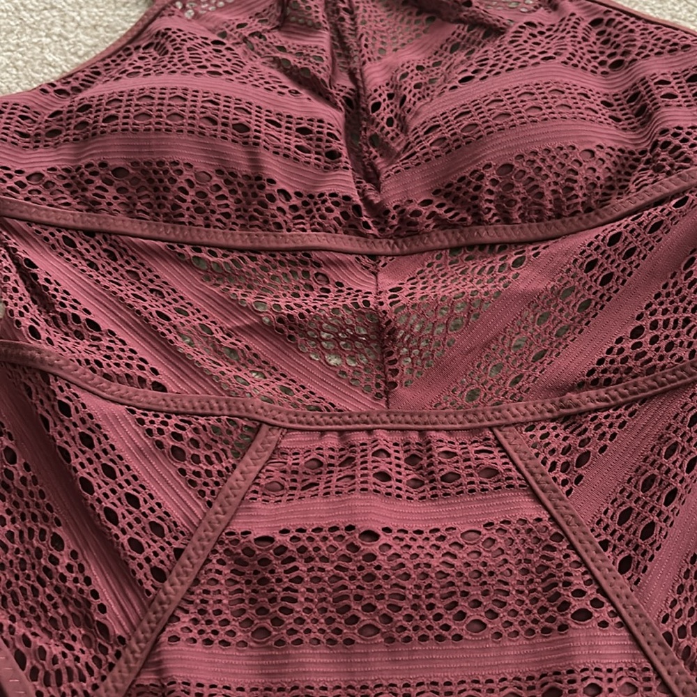 Becca Women's Color Play Crochet High Neck One Piece - Picture 4 of 5